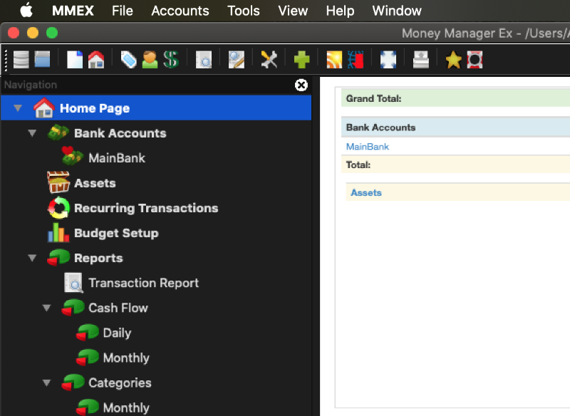 Screen-shot of MMEX on MAC