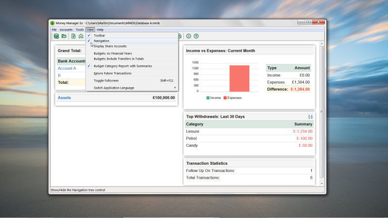 Nav displayed