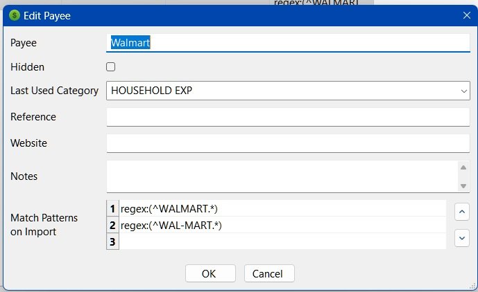 Payee that represents all Walmart stores